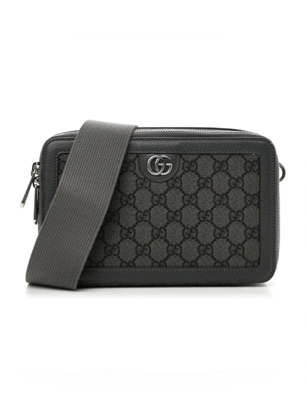 Gucci GG Supreme shoulder Bag crafted in gray and black canvas made Italy